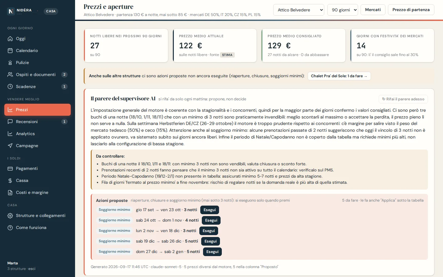 Una proposta di prezzo spiegata da Nidèra